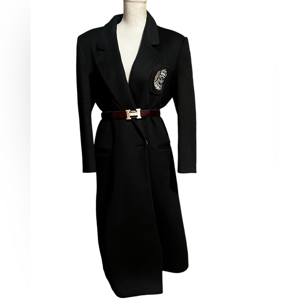 MICHELLE STUART Black Wool Long Coat